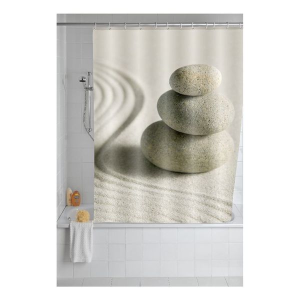 Sivý sprchový záves Wenko Sand, 180 × 200 cm