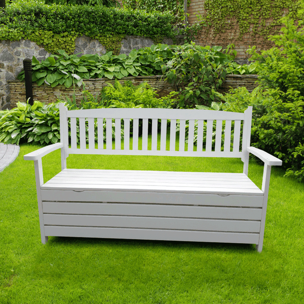 Záhradná lavička, biela, 150cm, AMULA