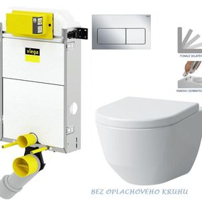 VIEGA Presvista modul PURE pre WC vrátane tlačidla Life5 CHROM + WC LAUFEN PRO RIMLESS + SEDADLO V771928 LIFE5CR LP1