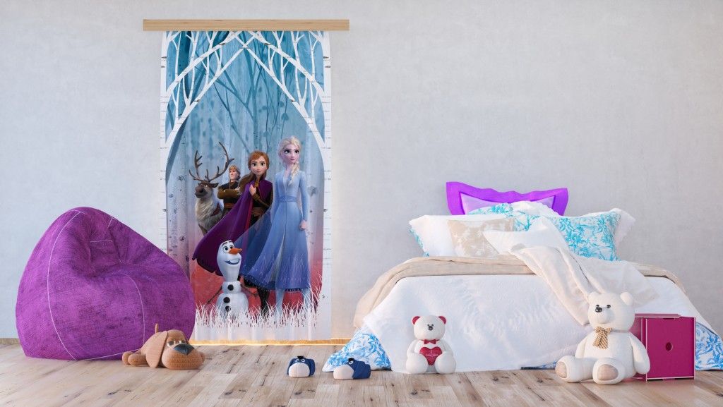 FCP L 6165 AG Design textilný foto záves detský obrazový Disney - Frozen, Ľadové kráľovstvo FCPL 6165 s úplným zatienením, veľkosť 140 x 245 cm