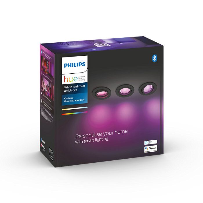 Philips HUE LED White and color Ambiance Centura zapustené bodové svietidlo 3-set GU10 3x5,7W 3x350lm 2200-6500K+RGB čierne stmievateľné BlueTooth