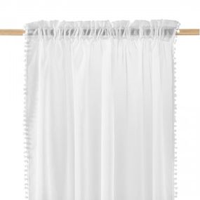Krásna padavá biela záclona s guličkami 140 x 280 cm