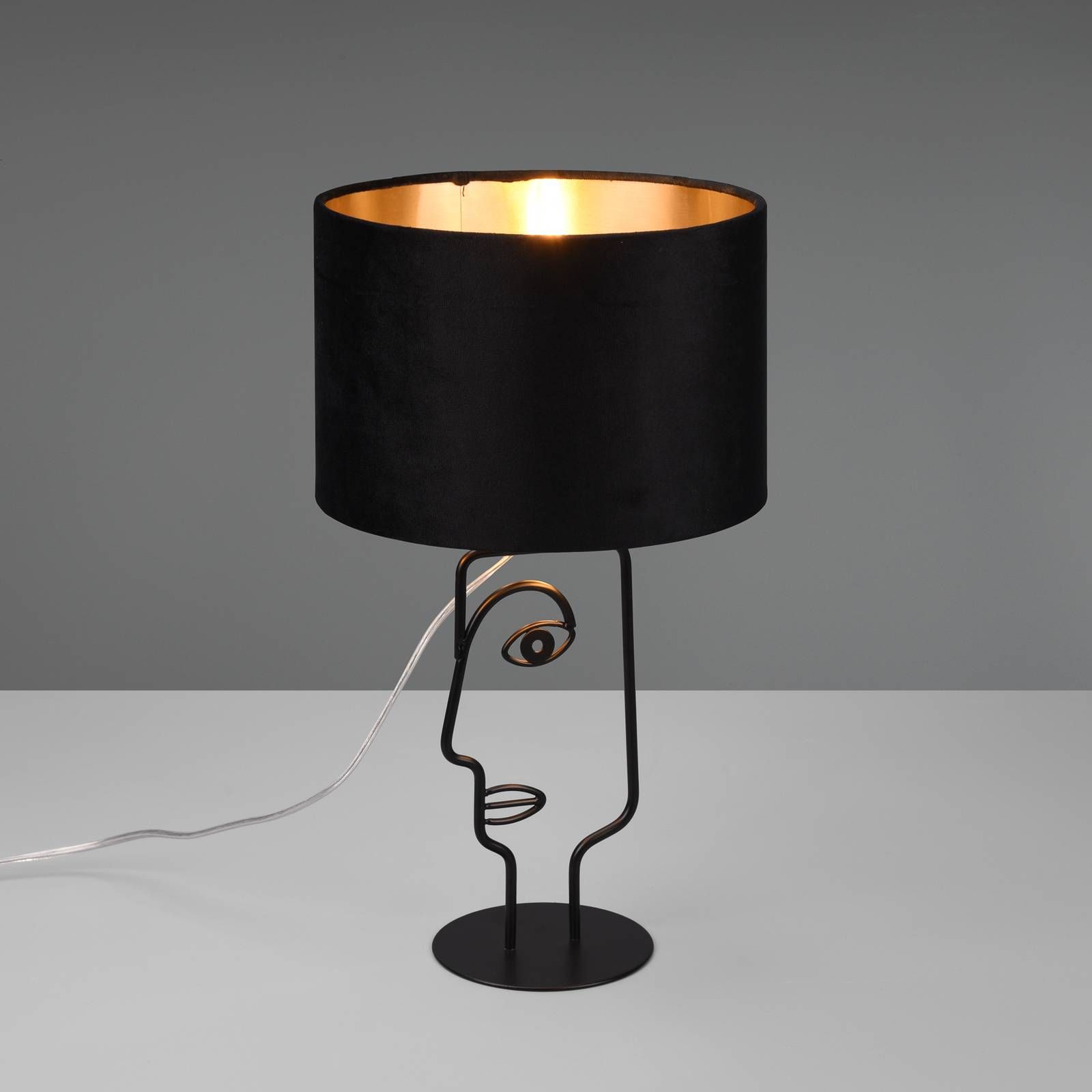 Reality Leuchten Stolová lampa Sultan so zamatovým tienidlom čierna, Obývacia izba / jedáleň, kov, zamat, E27, 60W, K: 42cm