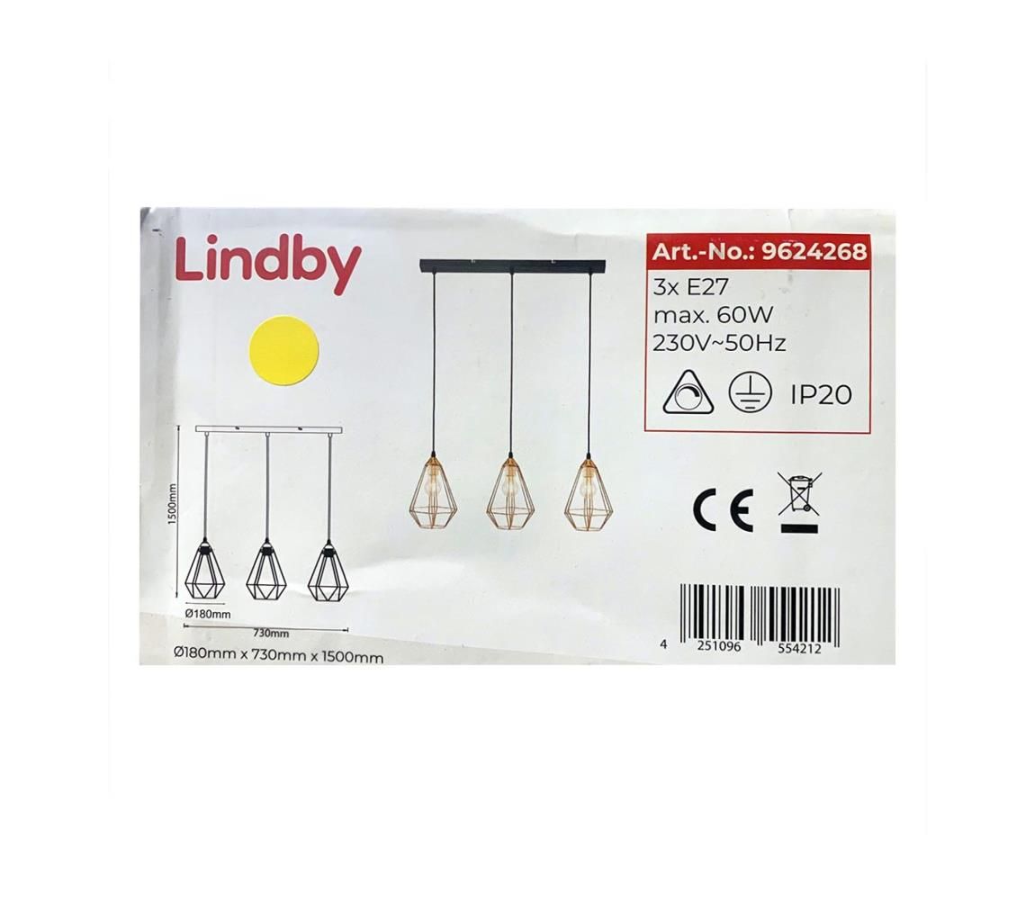 Lindby - Luster na lanku ELDA 3xE27/60W/230V