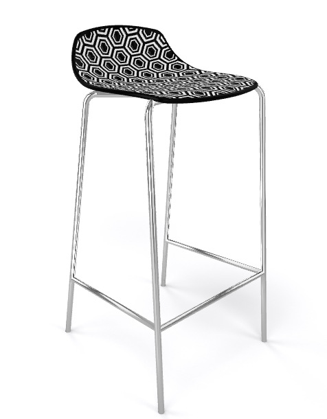 GABER - Barová stolička ALHAMBRA vysoká, čierna/biela/chróm