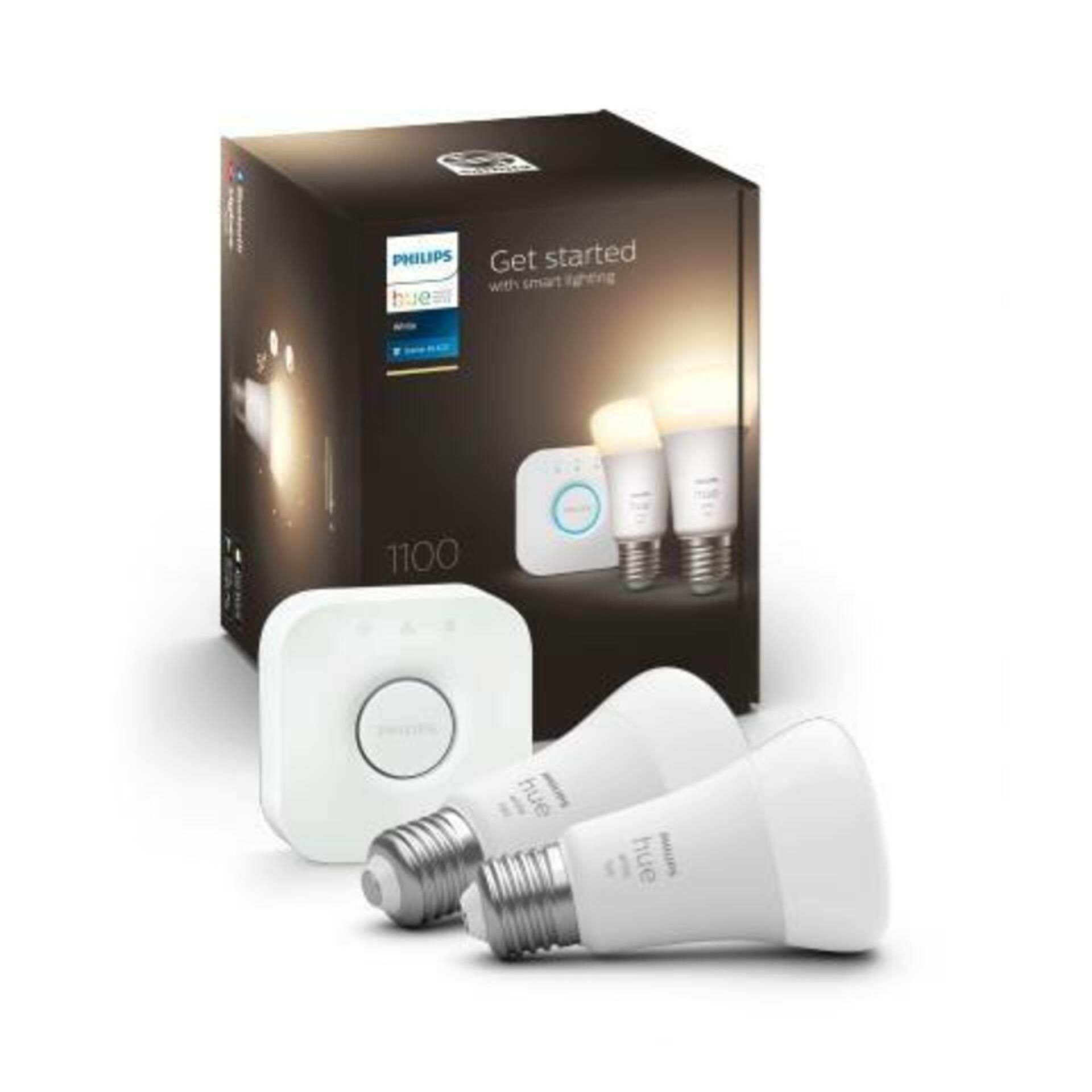 PHILIPS HUE Hue Bluetooth LED White set 2ks žárovek Philips + Hue Bridge můstek 8719514289116 E27 A60 10W 1055lm 2700K stmívatelné