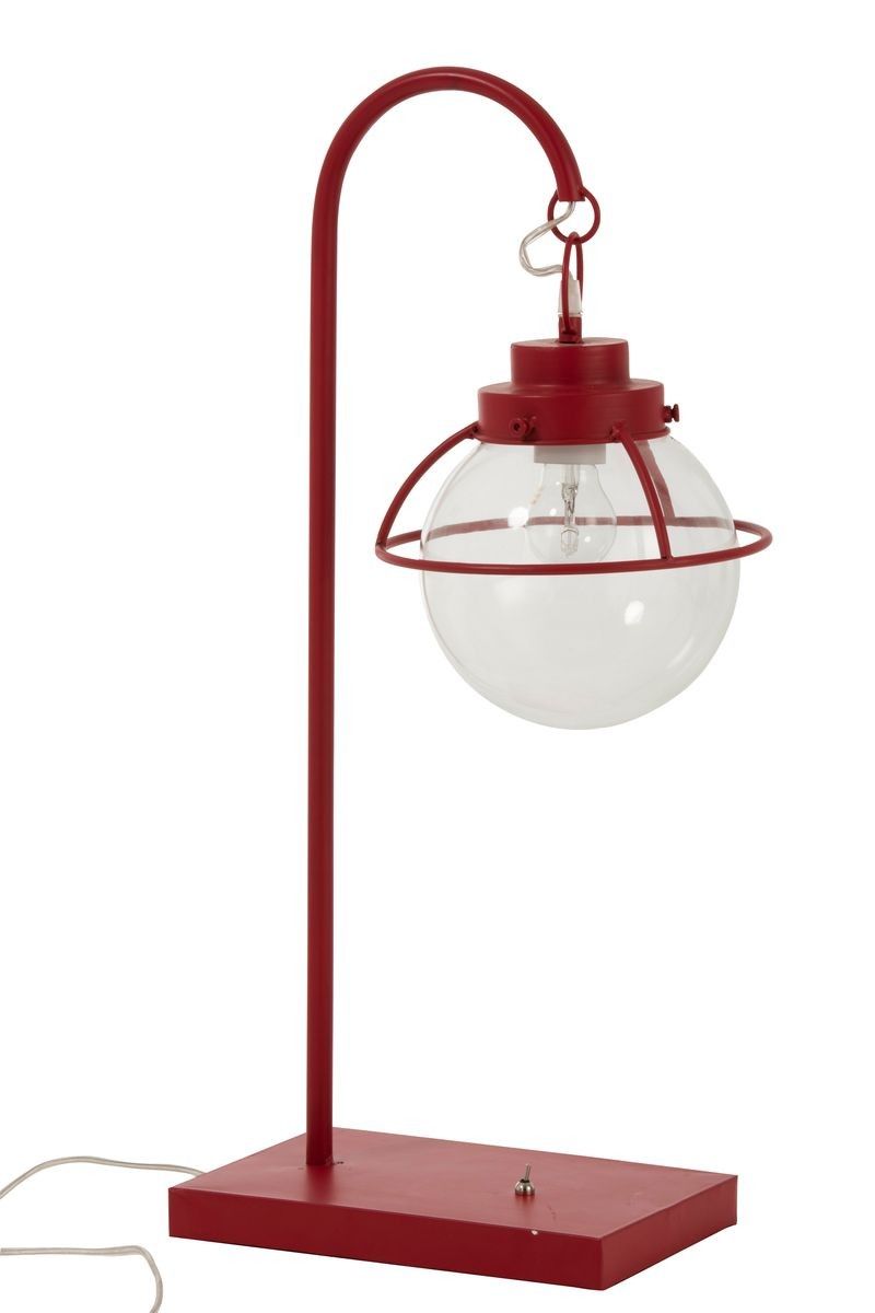 Červená kovová stolná retro lampa s patinou Ball Hang - 33*23*70 cm