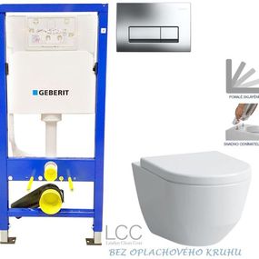 GEBERIT DuofixBasic s chrómovým tlačidlom DELTA51 + WC LAUFEN PRO LCC RIMLESS + SEDADLO 458.103.00.1 LP2