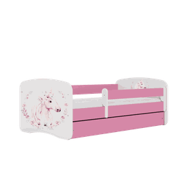 Letoss Detská posteľ BABY DREAMS 160/80 - Koník Ružová S matracom S uložným priestorom