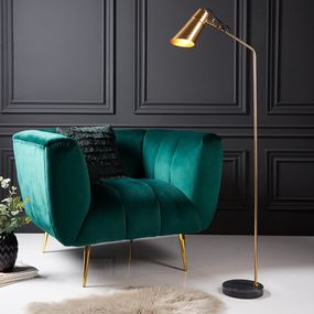 LuxD 26301 Dizajnová stojanová lampa Leoma 143 cm zlatá Stojanové svietidlo