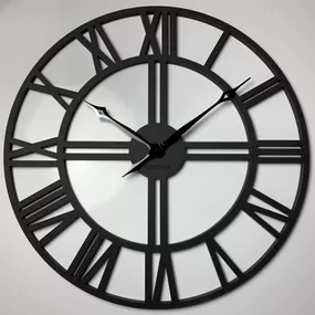 DomTextilu Čierne hodiny na stenu zdreva LOFT GRANDE 80cm 16605