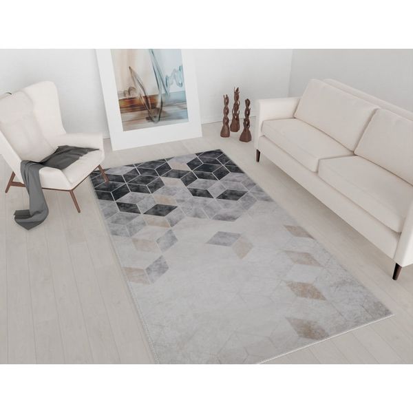 Sivo-krémový prateľný koberec 180x120 cm - Vitaus