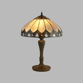 Searchlight Stolová lampa Pearl v štýle Tiffany, výška 56 cm, Obývacia izba / jedáleň, konštrukčná oceľ, sklo, plast, E27, 60W, K: 56cm