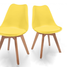 Sada jedálenských stoličiek s plastovým sedadlom, 2 ks, žlté