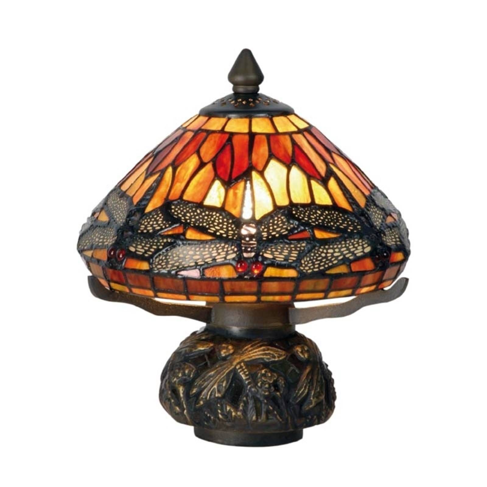 Clayre&Eef Stolná lampa Libella v štýle Tiffany, Obývacia izba / jedáleň, sklo, kov, E14, 40W, K: 21cm