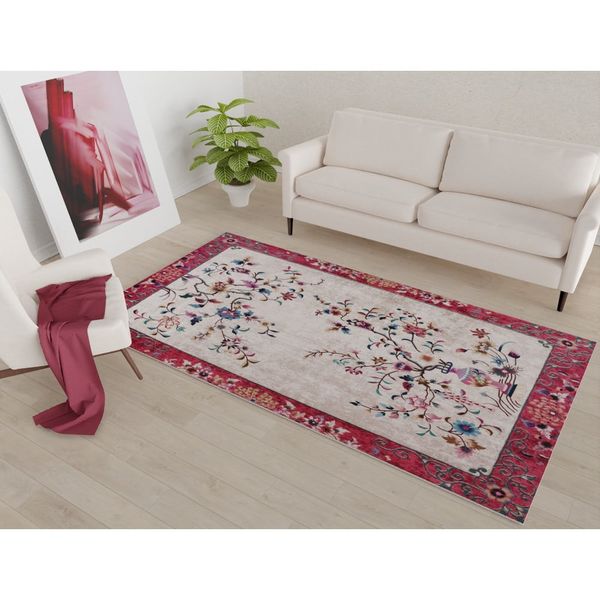 Červeno-krémový prateľný koberec 180x120 cm - Vitaus