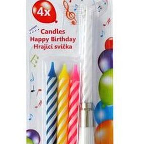 TORO Spievajúca tortová sviečka "Happy Birthday" + 4 sviečky