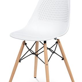 Autronic Jedálenská stolička, biely plast, masiv prírodný buk, kov čierny CT-521 WT