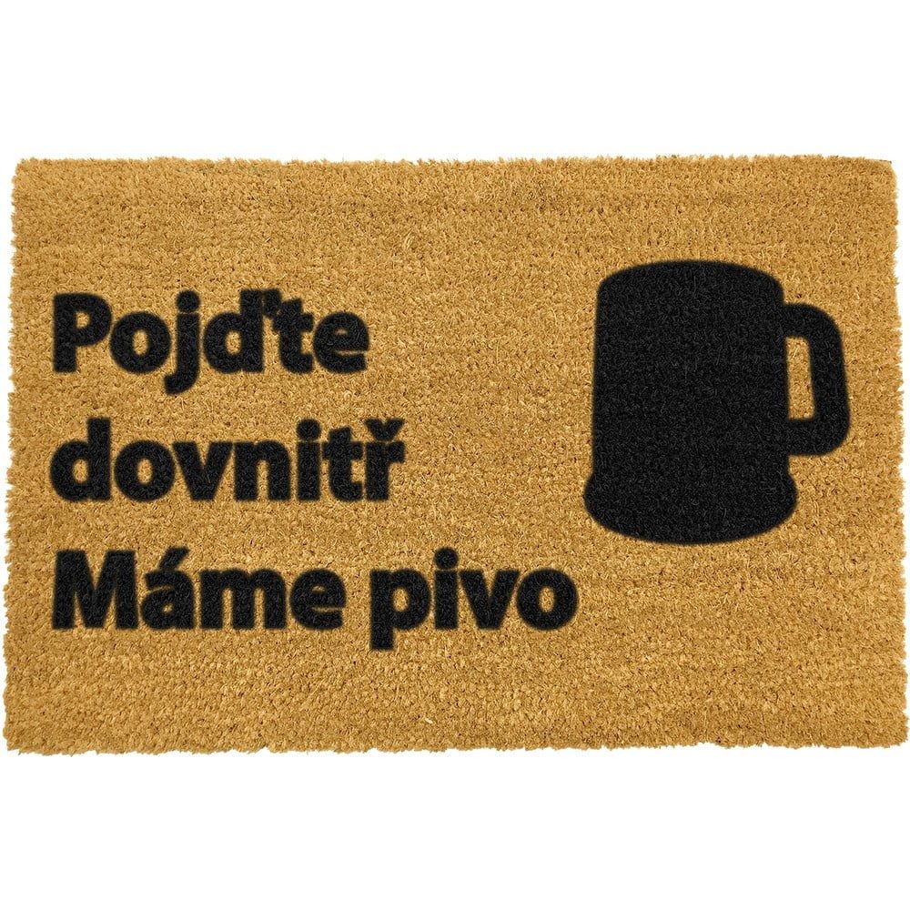 Rohožka z prírodného kokosového vlákna Artsy Doormats Pivo, 40 x 60 cm