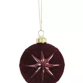Sklenená vianočná ozdoba ARLON, Velvet Bordeaux, 8x4 cm