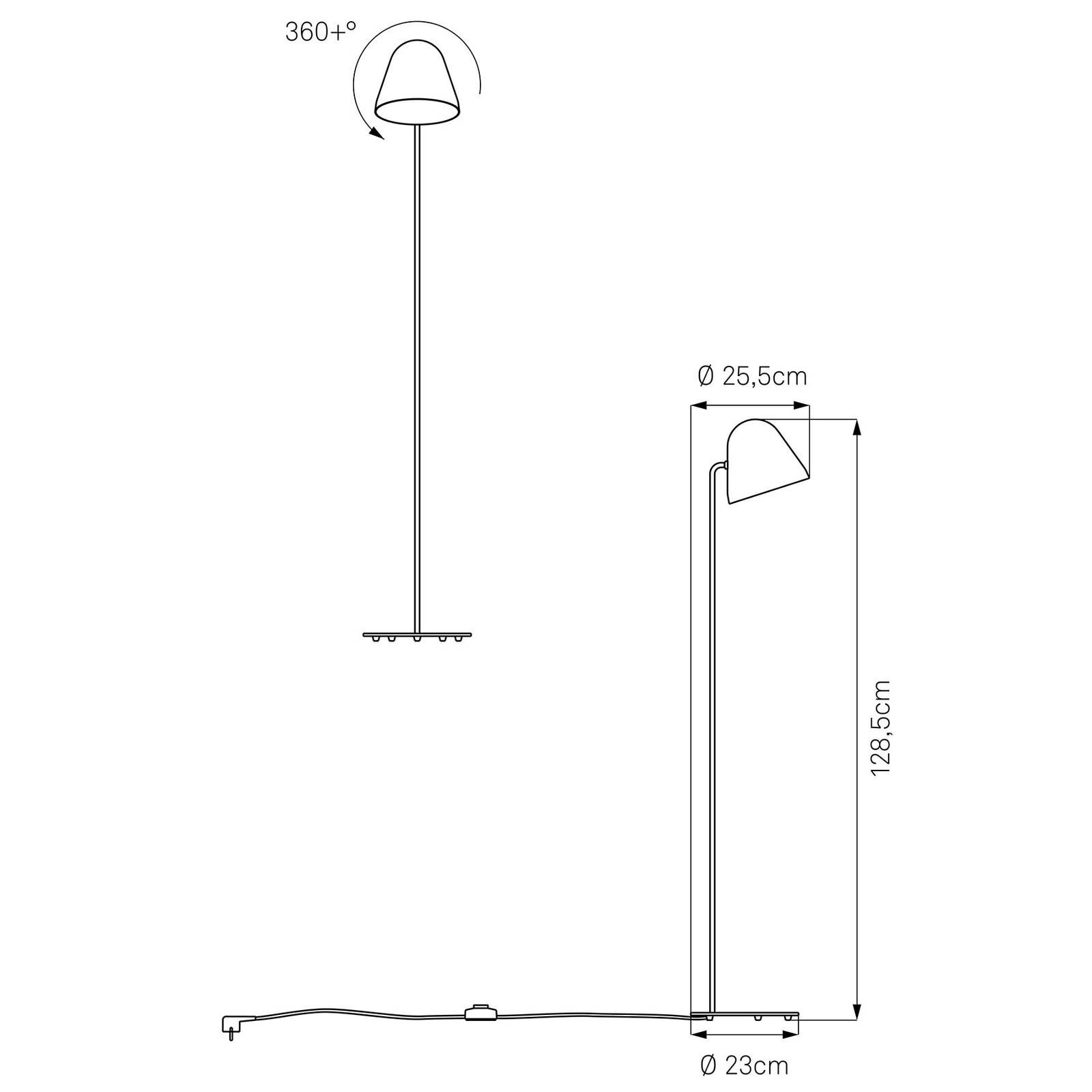 NYTA Nyta Tilt S Floor stojaca lampa, oceľ sivá, Obývacia izba / jedáleň, hliník, ušľachtilá oceľ, E14, 46W, K: 128.5cm