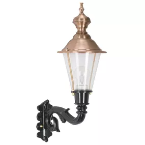 K.S. Verlichting Klasické vonkajšie nástenné svietidlo Hoorn čierne, hliník, meď, plexisklo, E27, 60W, K: 55cm