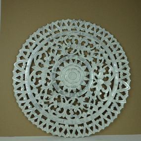 Dekorácia na stenu MANDALA biela /strieborná, 60 cm