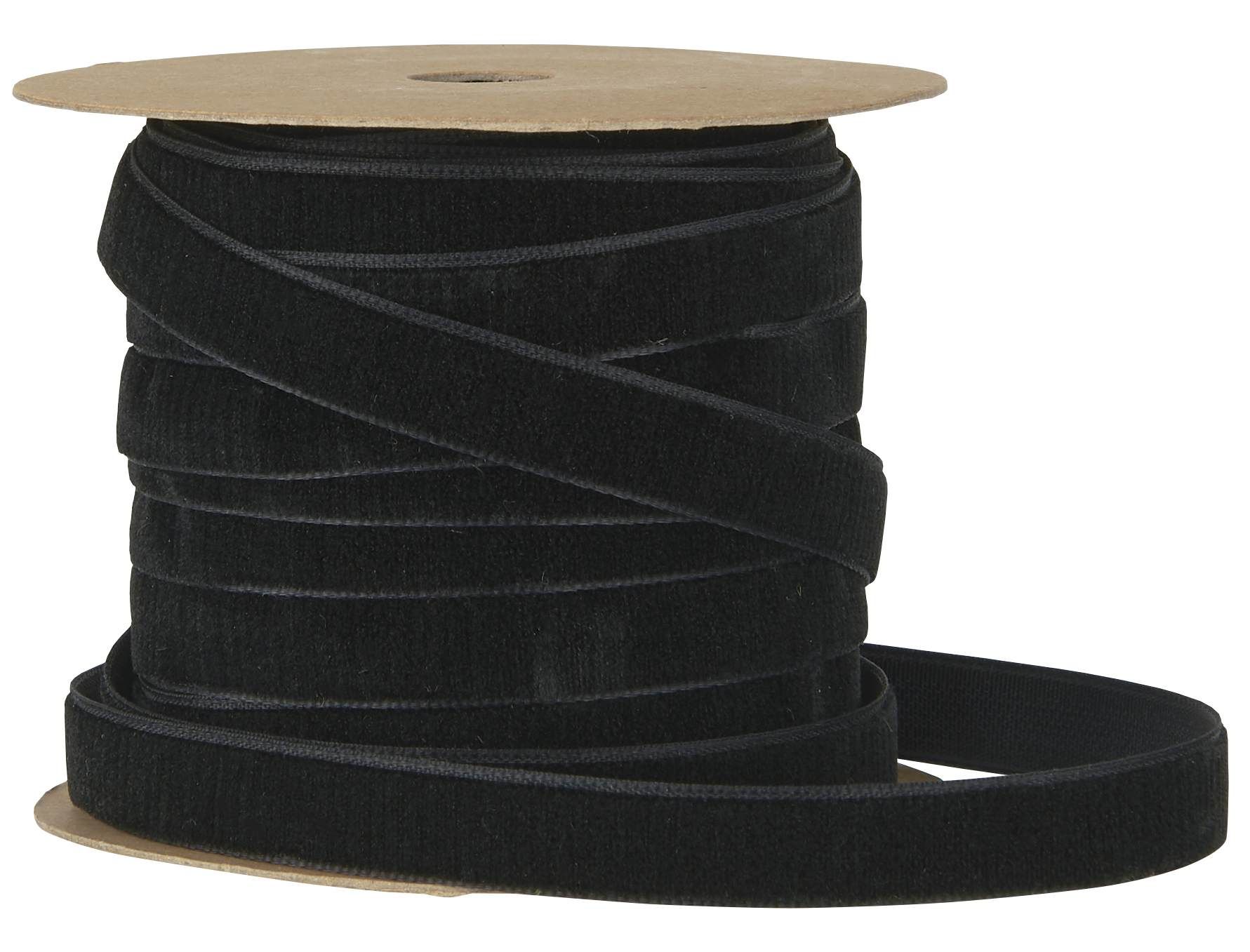 IB LAURSEN Zamatová stuha na špulke Black - 10 m
