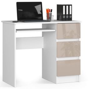 Písací stôl A-6 90 cm biely/cappuccino pravý
