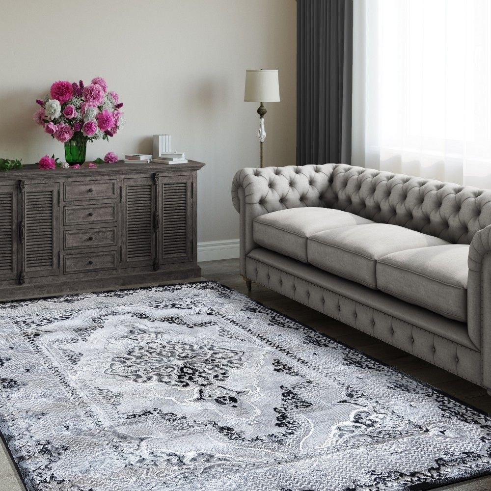 DomTextilu Elegantný koberec čiernej farby vo vintage štýle 54497-234088