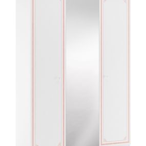 Trojdverová šatníková skriňa so zrkadlom betty - biela/ružová