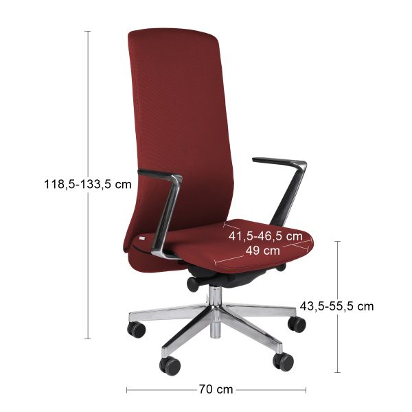 Kancelárska stolička s podrúčkami Starmit AL1 - bordová / chróm
