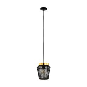 EGLO Závesná lampa Escandidos čierna/zlatá, 1-plameňová, Obývacia izba / jedáleň, oceľ, E27, 40W