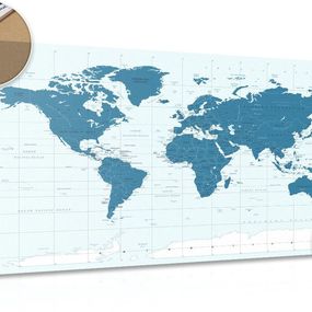 Obraz na korku politická mapa sveta v modrej farbe