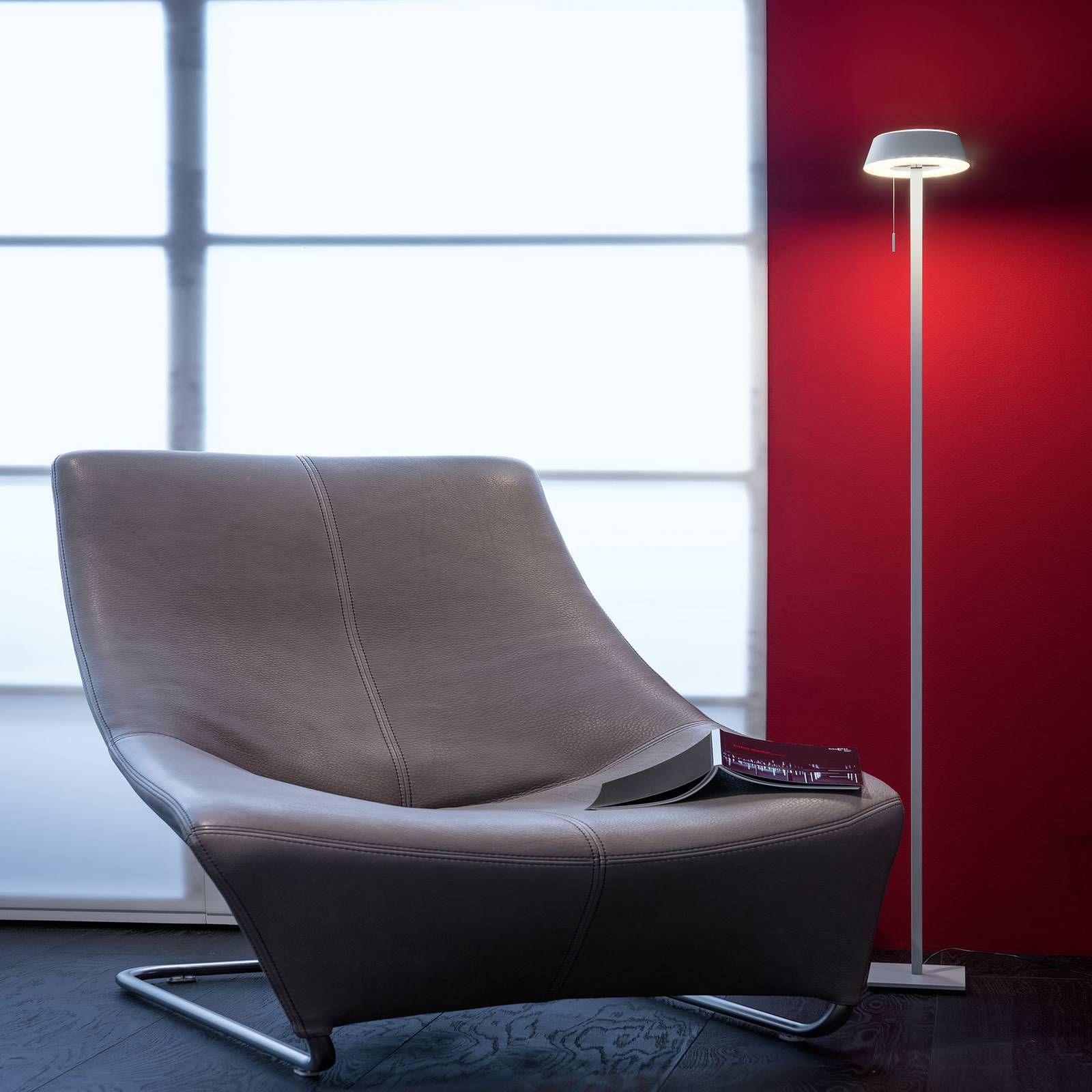 Oligo OLIGO Glance stojaca LED lampa sivá matná, Obývacia izba / jedáleň, kov, akryl, 24.5W, K: 162cm