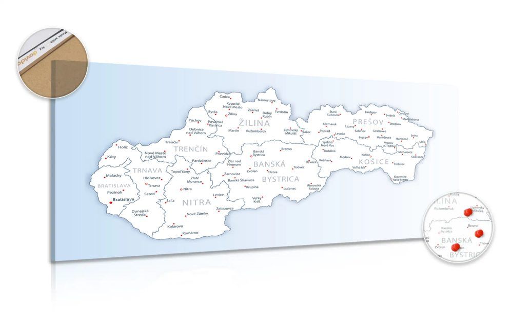 Obraz na korku mapa Slovenska - 100x50  transparent