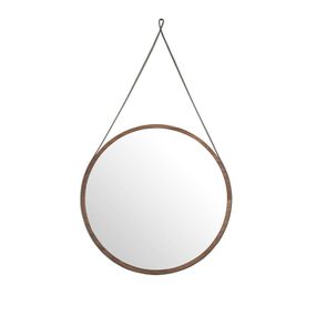 Estila Moderné nástenné zrkadlo Vita Naturale z dreva okrúhle hnedé 75cm