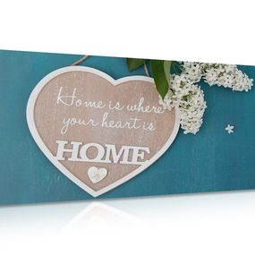 Obraz srdce s citátom - Home is where your heart is - 120x60