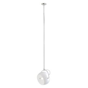 Fabbian Beluga White sklenená závesná lampa Ø20 cm, Obývacia izba / jedáleň, sklo, kov, E27, 13W, P: 24.4 cm, K: 20cm