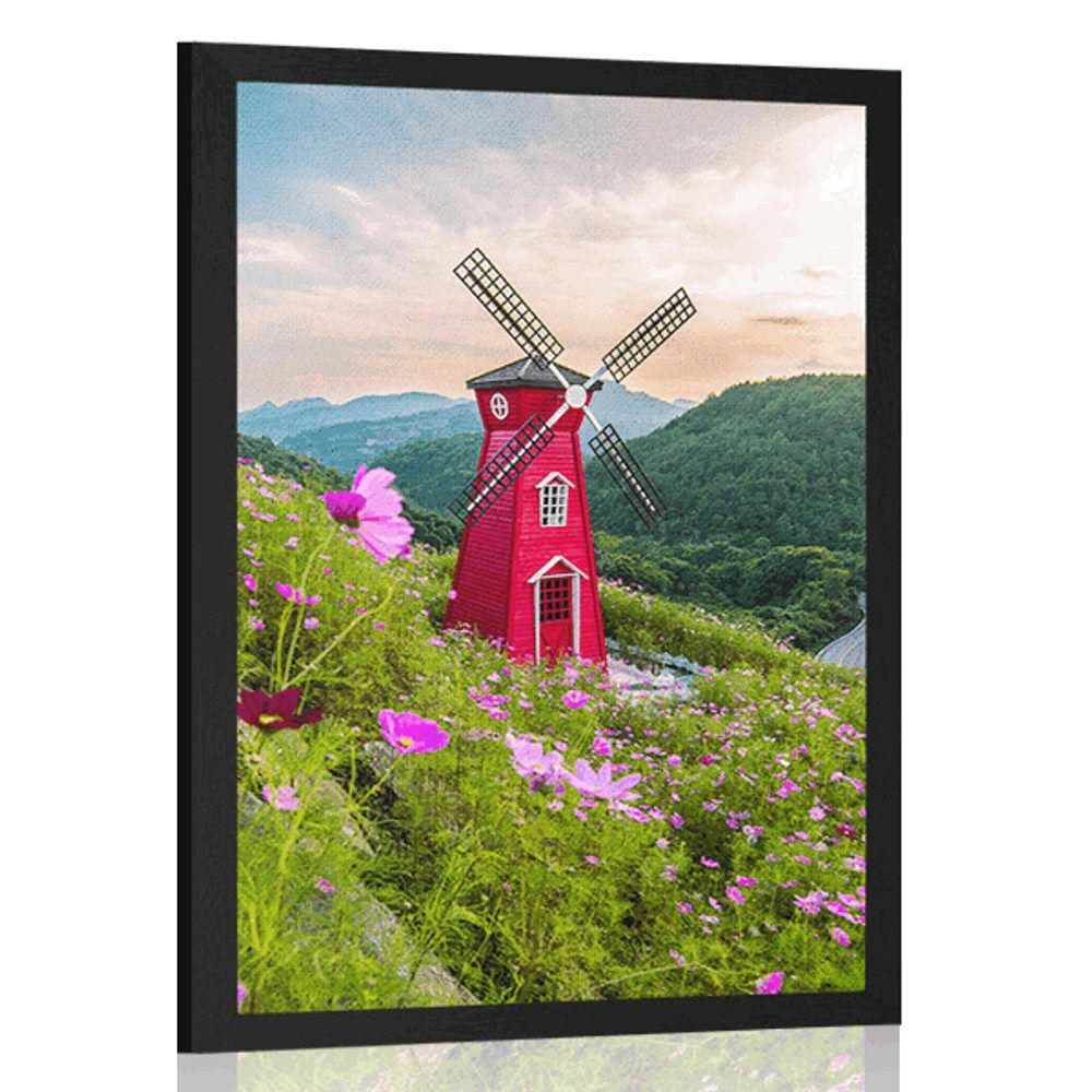 Plagát lúka pri kúzelnom mlyne - 40x60 black