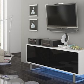 TV stolík/skrinka King 1 (biela + lesk čierny)