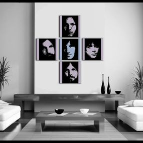 Ručne maľovaný POP Art obraz Zľava 25 % Pink Floyd 4 dielny  pf 90x90 cm