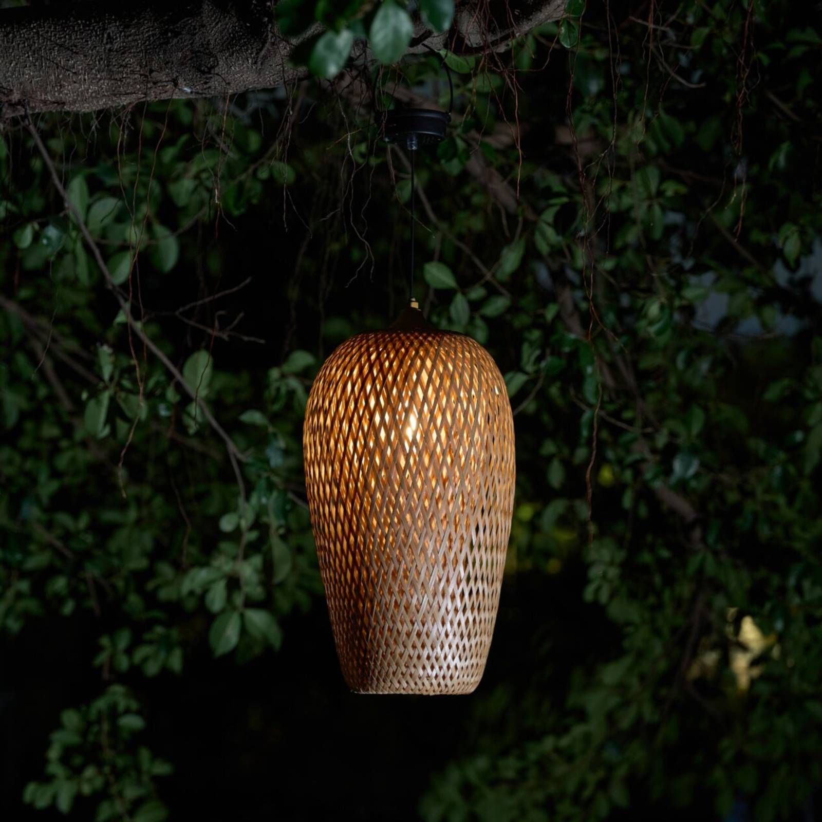 Pauleen Sunshine Bliss LED závesná lampa solárna, bambus, ratan, plast, kov, 0.04W, K: 75.2cm