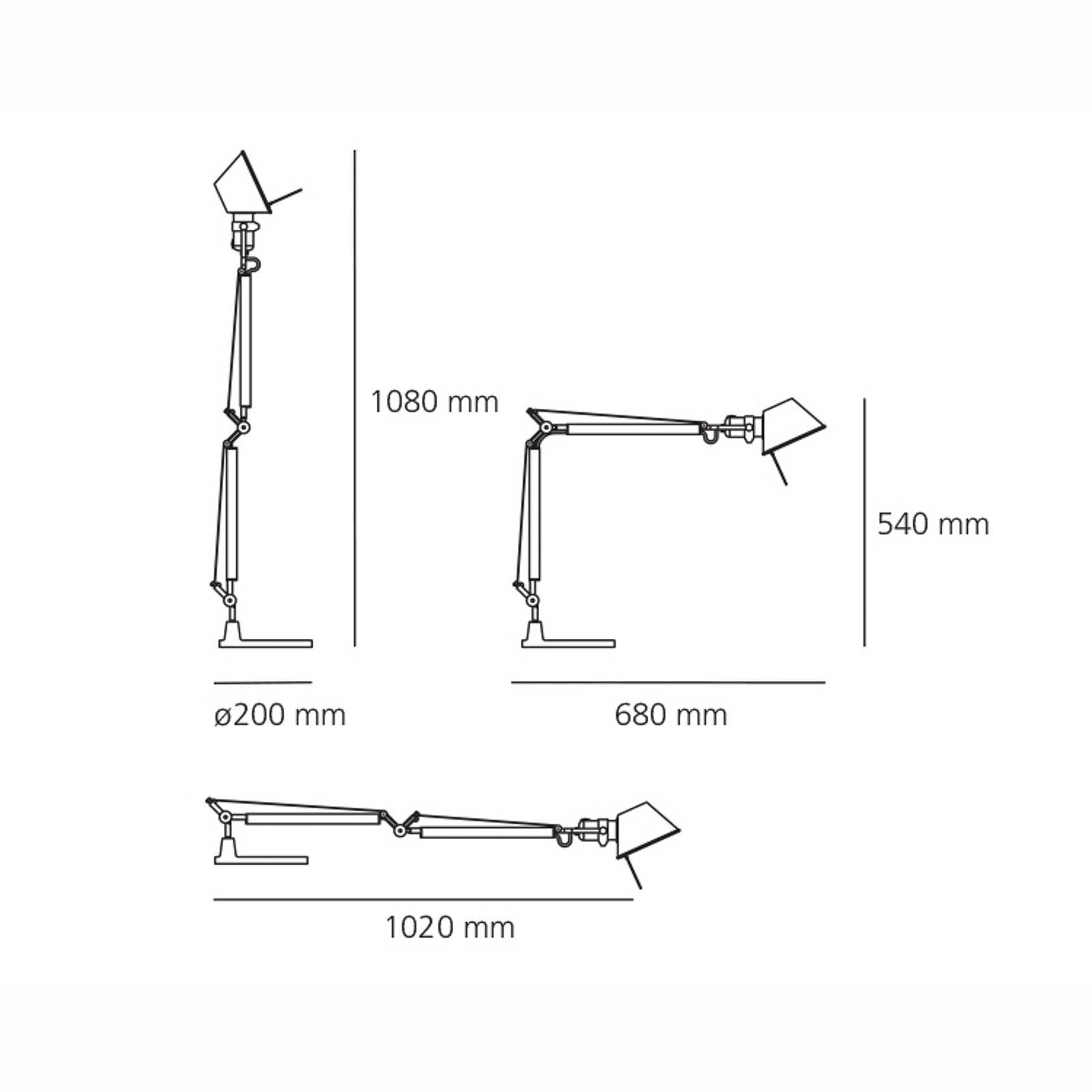 Artemide Tolomeo Mini stolná Al podstavec 3 000 K, Obývacia izba / jedáleň, hliník, oceľ, 10W, K: 54cm