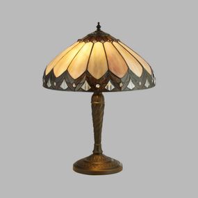 Searchlight Stolová lampa Pearl v štýle Tiffany, výška 53 cm, Obývacia izba / jedáleň, konštrukčná oceľ, sklo, plast, E27, 60W, K: 53cm