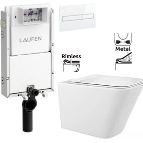 LAUFEN Podomít. systém LIS TW1 SET s bielym tlačidlom + WC REA Raul Rimless + SEDADLO H8946630000001BI RA1