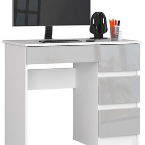 Písací stôl A-7 90 cm biely/sivý pravý
