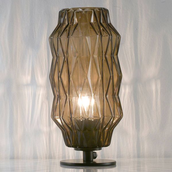 Selène Stolná lampa Origami, sivo-hnedá, Obývacia izba / jedáleň, sklo, kov, E27, 42W, K: 34cm