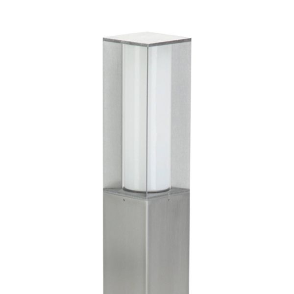 Albert Leuchten Chodníkové svietidlo Tunuk z ušľachtilej ocele, ušľachtilá oceľ, opálové sklo, E27, 20W, P: 10 cm, L: 10 cm, K: 90cm