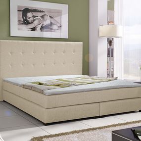Manželská posteľ Boxspring 140 cm Caserta (biela) (s matracmi)
